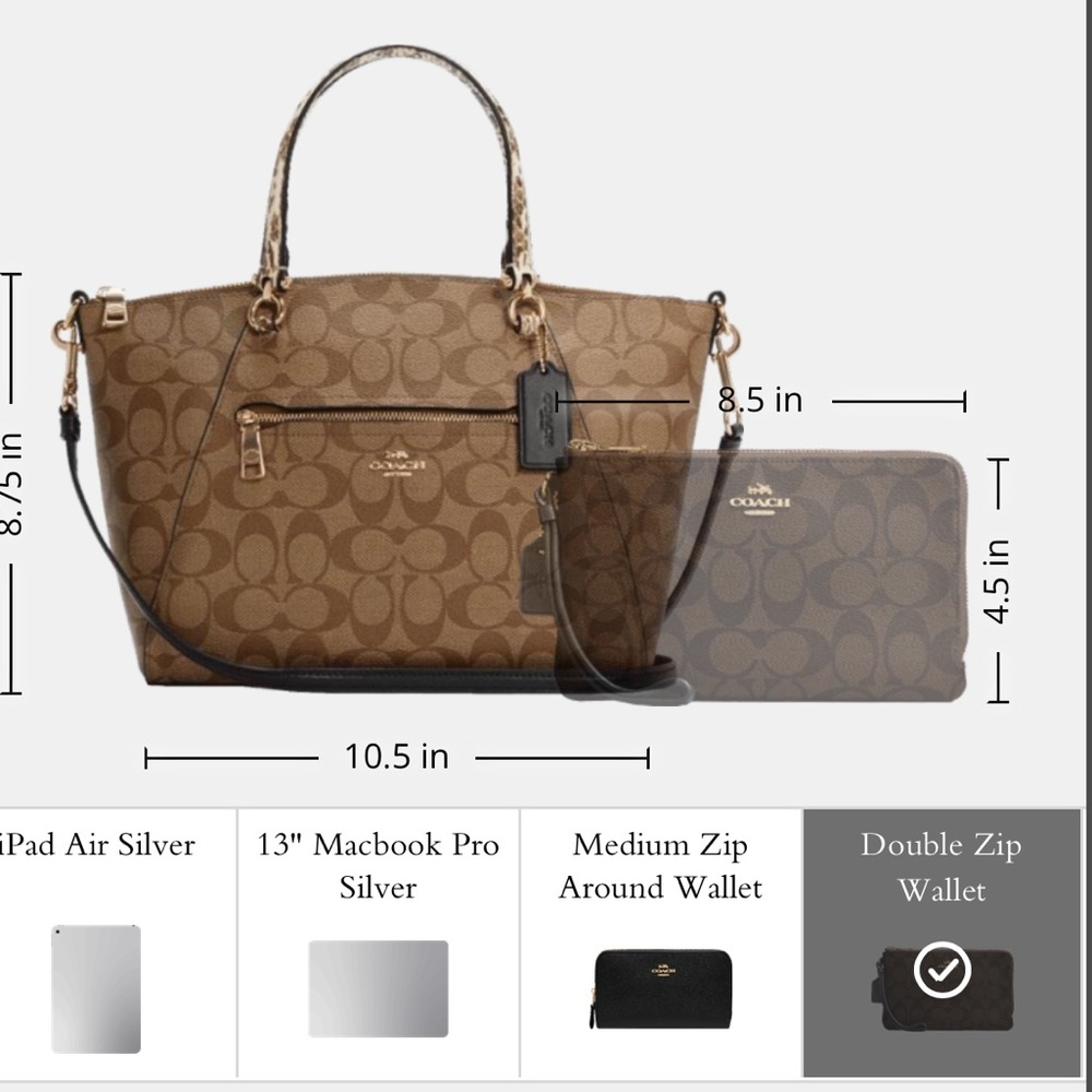 COACH Prairie Satchel / Shoulder In Colorblock Signature Canvas Khaki/Black Mult - Picture 15 of 16